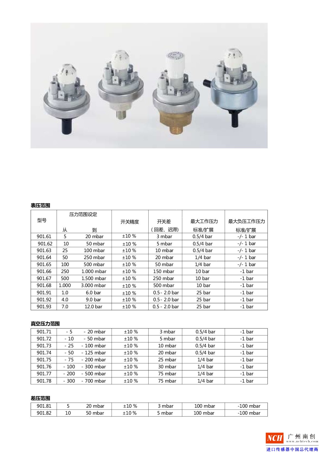 差壓開關901參數(shù)