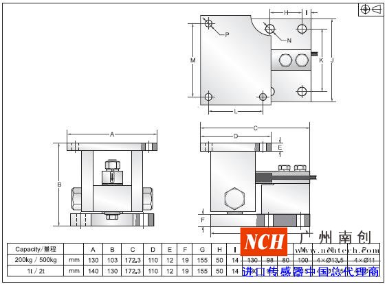 傳力SBST稱(chēng)重模塊產(chǎn)品尺寸